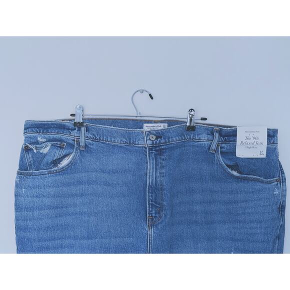 NWT Abercrombie & Fitch 90s Relaxed High Rise Jeans Plus Size 24 Short Blue Y2K - Picture 5 of 10
